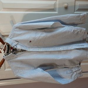 Tommy Hilfiger boys plaid dress shirt size large.